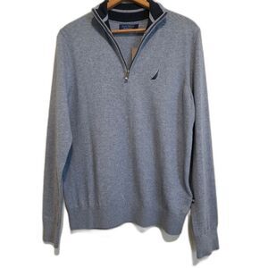 NWT Nautica Navtech Classic-Fit Quarter Zip Sweater Deep Anchor Heather XS